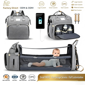 Bolsa de Pañales para Bebé, Mochila de Repuesto para Cama, Material Oxford, Anti-Robo, Resistente al Agua, Carga USB, Cuna Portátil, Lista para Cochecito - Product Image 1