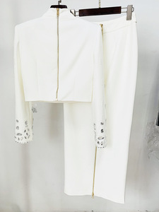 SR2316 Yellow Beautiful Spring Autumn Clothes Luxury <strong>Tops</strong> and Skirt Set With Pearl Fashion <strong>Crystal</strong> Two Pieces Set - Product Image 6