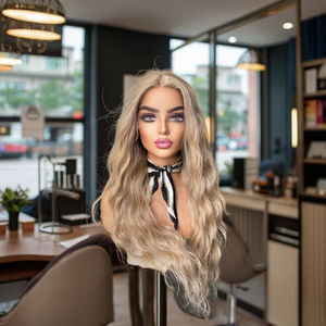 Peluca Judía Kosher con Frente de Encaje Suizo, <span class=keywords><strong>Cabello</strong></span> Humano 100% Virgen Europeo, Estilo Bob <span class=keywords><strong>Ondulado</strong></span> Rubio Degradado, Tamaño Grande, Corta y Larga - Product Image 5