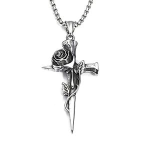 Collar de ojo de diablo estilo Punk a la moda de acero de titanio, joyería, colgante de Ojo Azul con calavera de Diablo, collar largo para hombre - Product Image 1