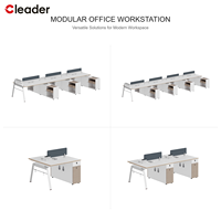 Bureau moderne pour 4 personnes avec banc, structure en A en cuivre, pieds inclinés, poste de travail dos à dos, plateau blanc, armoire mobile, OEM