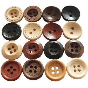 Bouton en bois gravé au laser naturel pour bébé, boutons en bois pour vêtements, grand modèle, 15mm, 18mm, 30mm, 2 trous, 4 trous