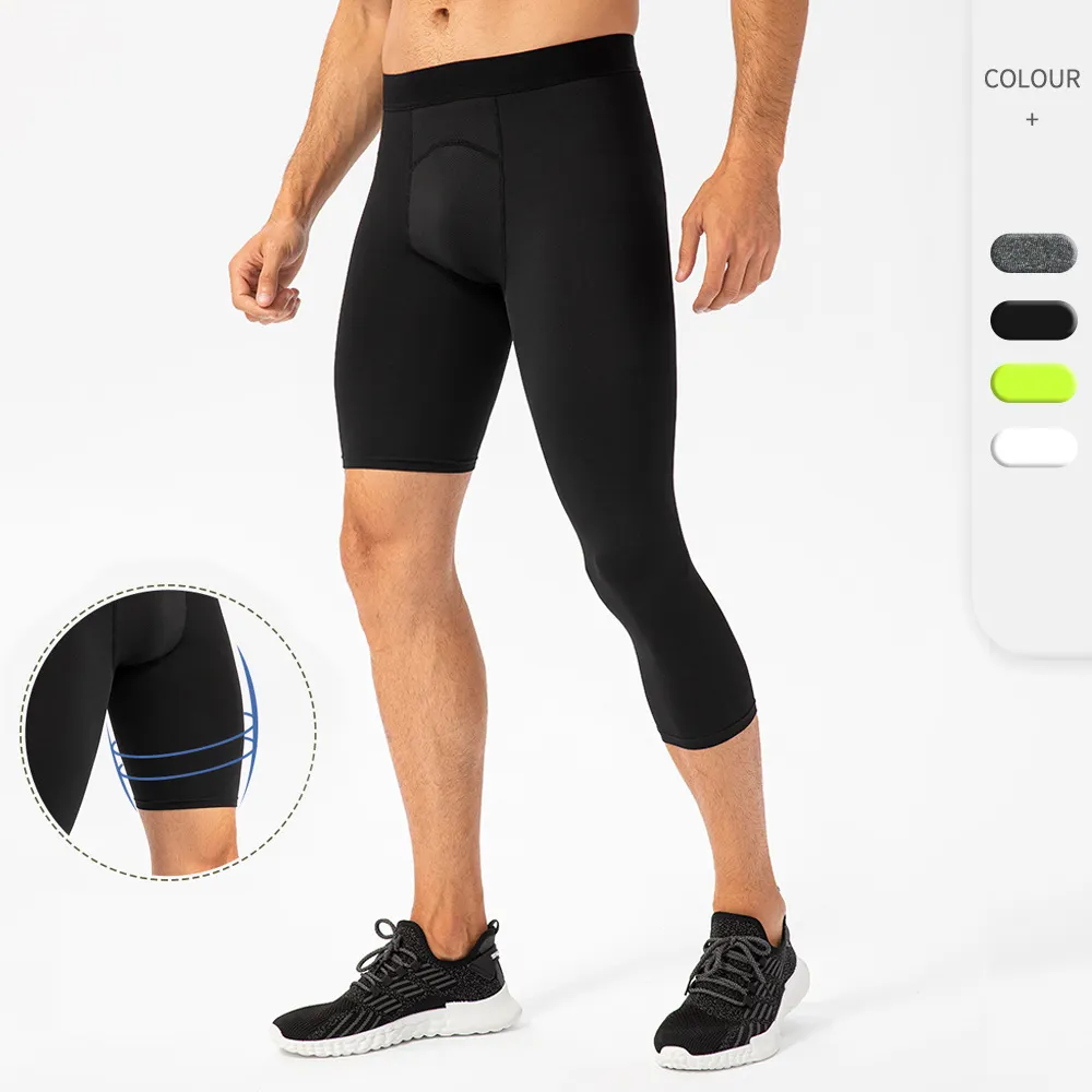 Hot Sell Men Basketball Sport Workout Single Leg Running Gym Compression Tights Leggings