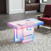 Haut de gamme luxe Transparent arc-en-ciel couleur acrylique Table d'appoint Design moderne décoration salon meubles acrylique Table d'angle