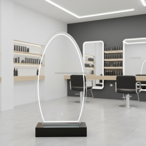 Station de coiffure traditionnelle en bois durable avec miroir, tiroirs et éclairage LED pour salon de coiffure et barbier - Product Image 3