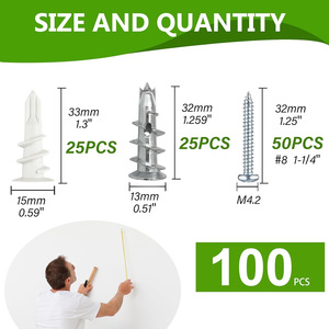 Baiguluo Drywall Anchors Kit 100pcs Self Drilling Plastic Expansion Bolts For Construction Industry - Product Image 3