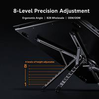 Support pliable pour ordinateur portable BoXiang 3-en-1, support portable pour tablette avec clip pour téléphone, support réglable en hauteur sur 8 niveaux pour 10-15,6 pouces
