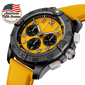 Montre de luxe tendance pour homme 7A Avenger Mission Nocturne avec cadran jaune, aiguilles lumineuses, étanche, bracelet, calendrier, breitlines - Product Image 1