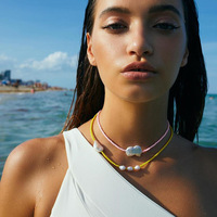 Bijoux d'été bohème ras du cou vintage fleur oeil perles d'eau douce collier de perles pour femmes filles