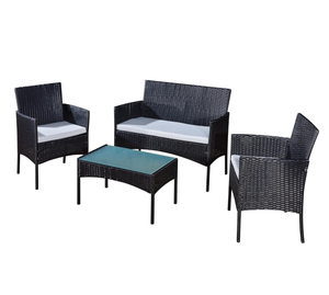 Juego de muebles de ratán para exteriores, mesa XL, COLOR negro, 4 unidades - Product Image 2