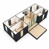 Villa préfabriquée de luxe à double vitrage, maison modulaire compacte, maison conteneur, unité à ossature métallique et panneaux sandwich