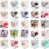 Boîte de rangement pour bijoux de voyage en cuir PU de forme carrée, 46 couleurs, pour boucles d'oreilles, bagues, colliers, avec fermeture éclair