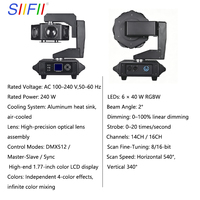 SIIFII 240W Cabeza Móvil LED 6*40W RGBW Luz de Haz IP33 Ra90 para Discoteca Fiesta Pantalla LCD DMX512 Iluminación de Escenario para DJ Club