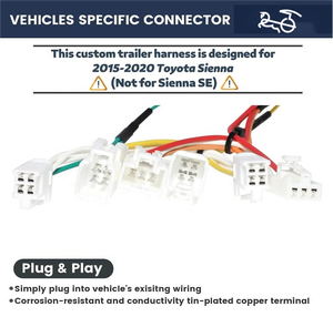 رباط سلكي مقطورة مكون من 4 سنون لسيارة T-oyota Sienna 2015-2020 باستثناء SE موصل على شكل T لجانب السيارة رباعي القطب سلك توصيل مقطورة - Product Image 3