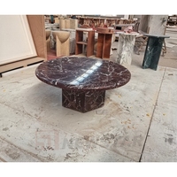 Meubles de maison modernes de luxe, table à manger, table basse ronde en marbre naturel Rosso Levanto pour restaurant