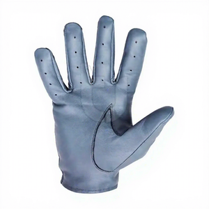 Gants de conduite en cuir de mouton noir de qualité supérieure, respirants, doigts perforés, sangle de poignet réglable pour hommes et femmes - Product Image 6