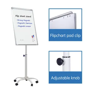 Sıcak satış manyetik mobil beyaz tahta beş pençeleri sandalye tabanı Flip Chart standart tekerlekler ile beyaz tahta