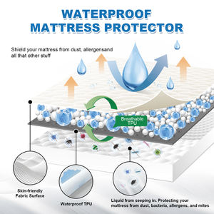 Pelindung kasur hipoalergenik lembut, sarung bantalan matras kantong dalam elastis berlapis tahan air bernapas - Product Image 5