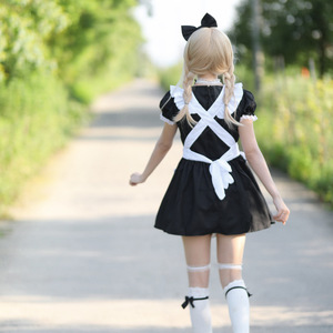 Cute Maid Outfit Pink And Black Cosplay Costume Soft Girl Lolita Dress For Performance Spring 2023 - Product Image 2