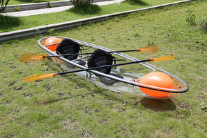Doble asiento completo claro kayak tándem PC canoa transparente con paleta transparente - Product Image 4