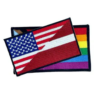 Venta al por mayor compra mínima volumen bordado a mano EE. UU. insignias directo de fábrica banderas personalizadas insignias de bordado mundial