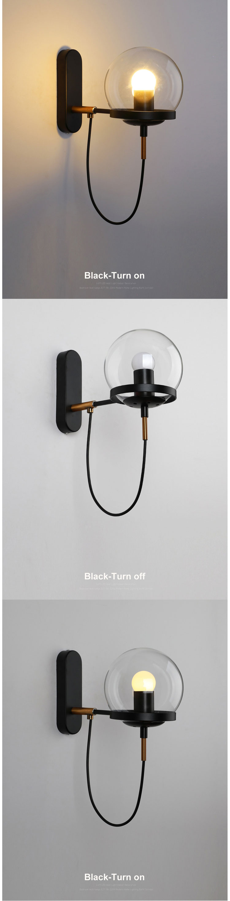 Modern Gold Indoors Guest Living Room Mounted European E27 Bulb LED Wall Light Fittings