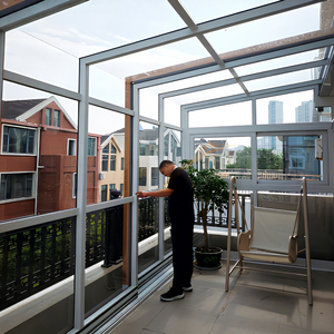 Tente de solarium <span class=keywords><strong>coulissante</strong></span> de jardin rétractable extérieure personnalisée panneaux de verre solaires toit plat pour chambre à coucher extérieur <span class=keywords><strong>intérieur</strong></span>-extérieur - Product Image 1