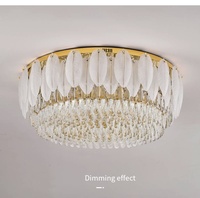 Lampu Plafon Kristal Modern Mewah dengan LED, Finishing Emas, Ukuran Sedang untuk Dekorasi Lobi Hotel, Villa, dan Aula Perjamuan