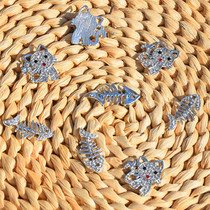 Pendentif en alliage de zinc en forme d'arête de poisson pour la fabrication de bijoux DIY, formes variées, plaqué GJ228 - Product Image 3