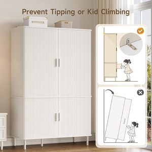 Armoire SENYU avec portes, armoire avec étagères réglables, armoire en bois de style moderne du milieu du siècle pour chambre à coucher - Product Image 5