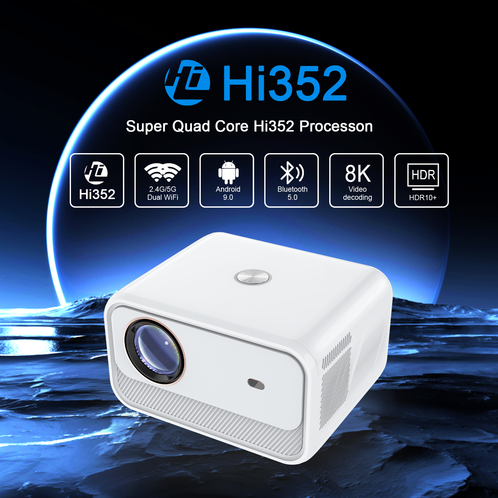 Smart Mini Portable C900 Android9.0 Projector - 50000hrs Lamp Life