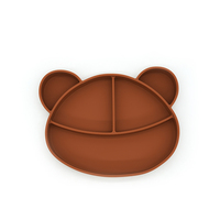 Assiette en silicone pour bébé avec logo personnalisé en forme d'ours mignon, facile à transporter et au design minimaliste pour les enfants