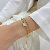Ins style amour coeur main bijoux accessoires double couche conception amour coeur bijoux bracelet et bracelet femmes