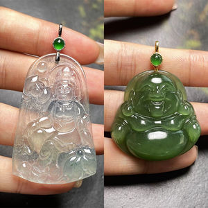 18K 컬러 도금 버클 옥 냄비 덮개 손잡이 잎사귀 관음 펜던트 목걸이 DIY 액세서리 - Product Image 2