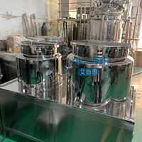 Homogénéisateur émulsifiant à levier hydraulique haute vitesse 50L avec chauffage et pompe, mélangeur de crème cosmétique, boîte de vitesses, moteur ABB, pour produits chimiques