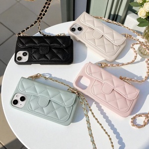 Étui de téléphone matelassé à bandoulière pour <span class=keywords><strong>iPhone</strong></span> 17, en cuir végétalien de luxe, avec porte-cartes et <span class=keywords><strong>rabat</strong></span>, compatible <span class=keywords><strong>iPhone</strong></span> 15, 12, <span class=keywords><strong>13</strong></span>, 14, pour femme - Product Image 2