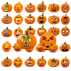 Pegatinas de Vinilo de Calabaza de Halloween en Oferta para Niños, Diseño de Cara Adorable, Resistentes al Agua y al Aceite, Estilo Retro, Decoración para Fiestas - Product Image 1