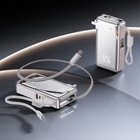 Power Bank Layar Digital Elektroplating Pengisian Daya Super Cepat 22.5W Kapasitas Besar 30000mAh dengan Kabel Plug Terintegrasi
