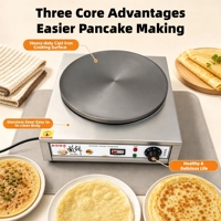 Crêpière Électrique Professionnelle, Machine à Crêpes Automatique à Température Constante pour Stand de Rue et Boulangerie 2500W