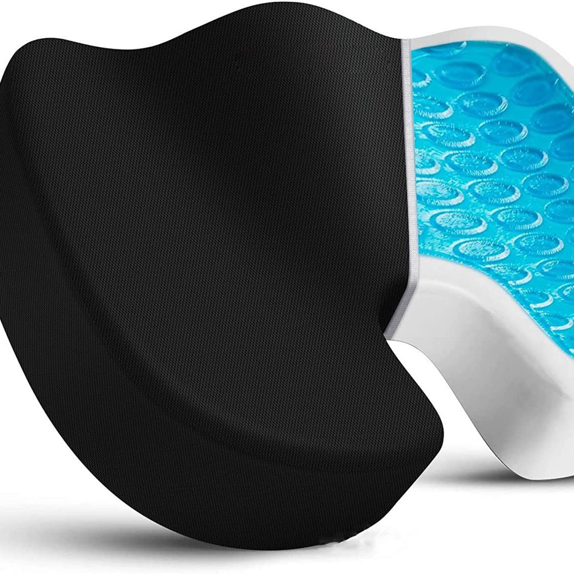 Coussin de siège en mousse à mémoire de forme gel noir (surface en maille)