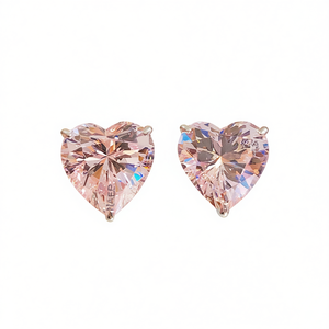 Pendientes de cristal con forma de corazón Haep, chapados en oro rosa para mujer, uso diario romántico, engaste de aleación de zinc - Product Image 1