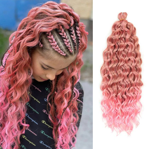 Onda dell'oceano per Ombre rosa uncinetto estensioni dei capelli morbido Hawaii <span class=keywords><strong>trecce</strong></span> ondulate lunghi ricci capelli sintetici tinti <span class=keywords><strong>con</strong></span> prodotti chimici - Product Image 1