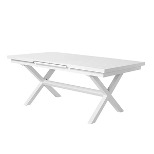 <span class=keywords><strong>Table</strong></span> de salle à manger extérieure moderne en <span class=keywords><strong>aluminium</strong></span> blanc durable et <span class=keywords><strong>extensible</strong></span> pour cour, parc et salon - Meubles d'extérieur - Product Image 1