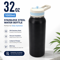 Bouteille d'eau promotionnelle en acier inoxydable durable de 32 oz avec poignée de transport fixe, cadeaux de bienvenue, impression sérigraphique