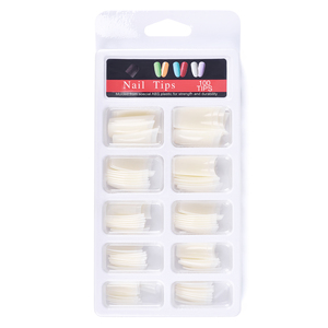100 faux ongles carrés longs en ABS naturel, demi-couverture, pour manucure en salon - Product Image 5