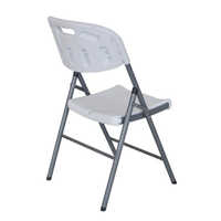 Chaise pliante en HDPE avec structure en acier, blanche, portable, chaise commerciale