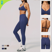 Ensemble de sport sans couture pour femme : soutien-gorge dos nu et leggings taille haute à compression, effet ventre plat et rehaussement des fesses, idéal pour le Pilates et le yoga
