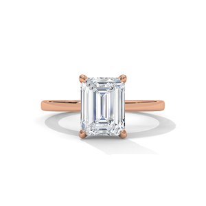 เครื่องประดับคลาสสิกสำหรับผู้หญิง ดีไซน์สั่งทำพิเศษ ทองคำ 10k 14k โรสโกลด์ เพชรทรงเหลี่ยมมรกต VVS2 เพชรเลี้ยงในห้องปฏิบัติการ ประดับเพชรข้าง - Product Image 1