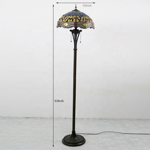 LongHuiJing Tall Art Glass Dragonfly Bronze Floor Lamp With Stained Glass Lampshade <b>Standing</b> Lights - Product Image 6