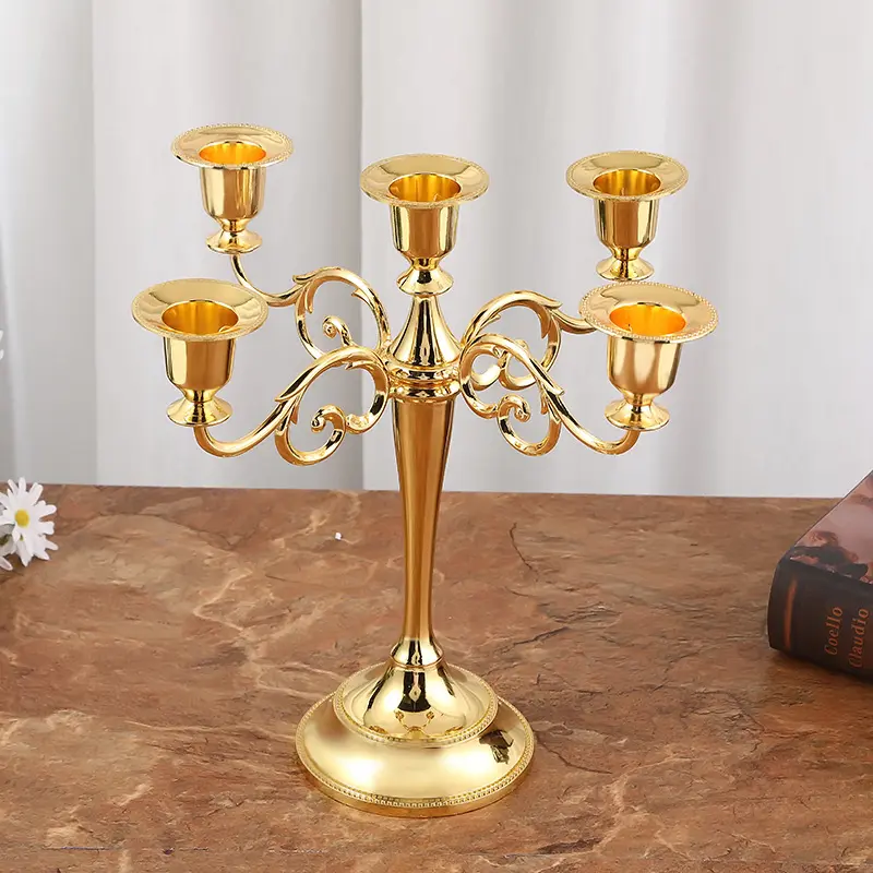 Bougie vintage en métal autocollant décoration de table pour la maison candélabre de mariage 1 3 5 bras bougeoir européen